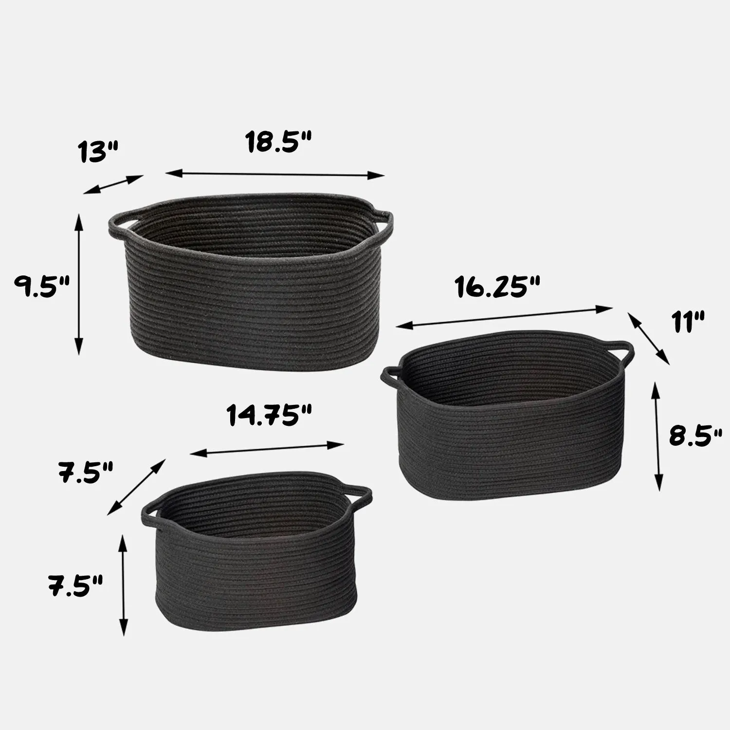 3pc Cotton Coil Baskets