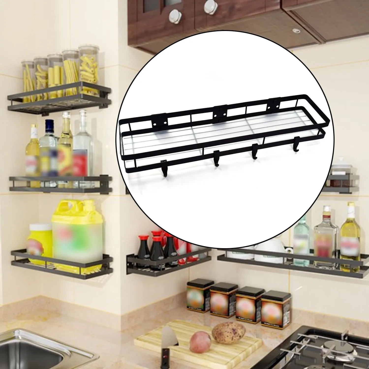 4926 50cm Metal Space Saving Multi-Purpose Kitchen Spice Rack Storage Organizer Shelf Stand .