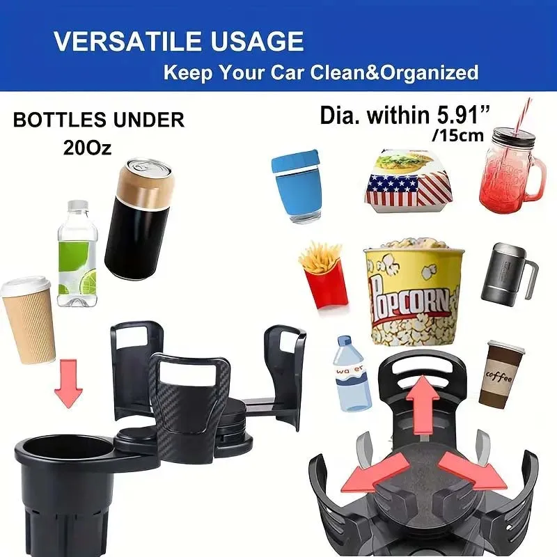 Adjustable Dual Car Cup Holder with Phone Holder & Aromatherapy Organizer | Perfect Fit