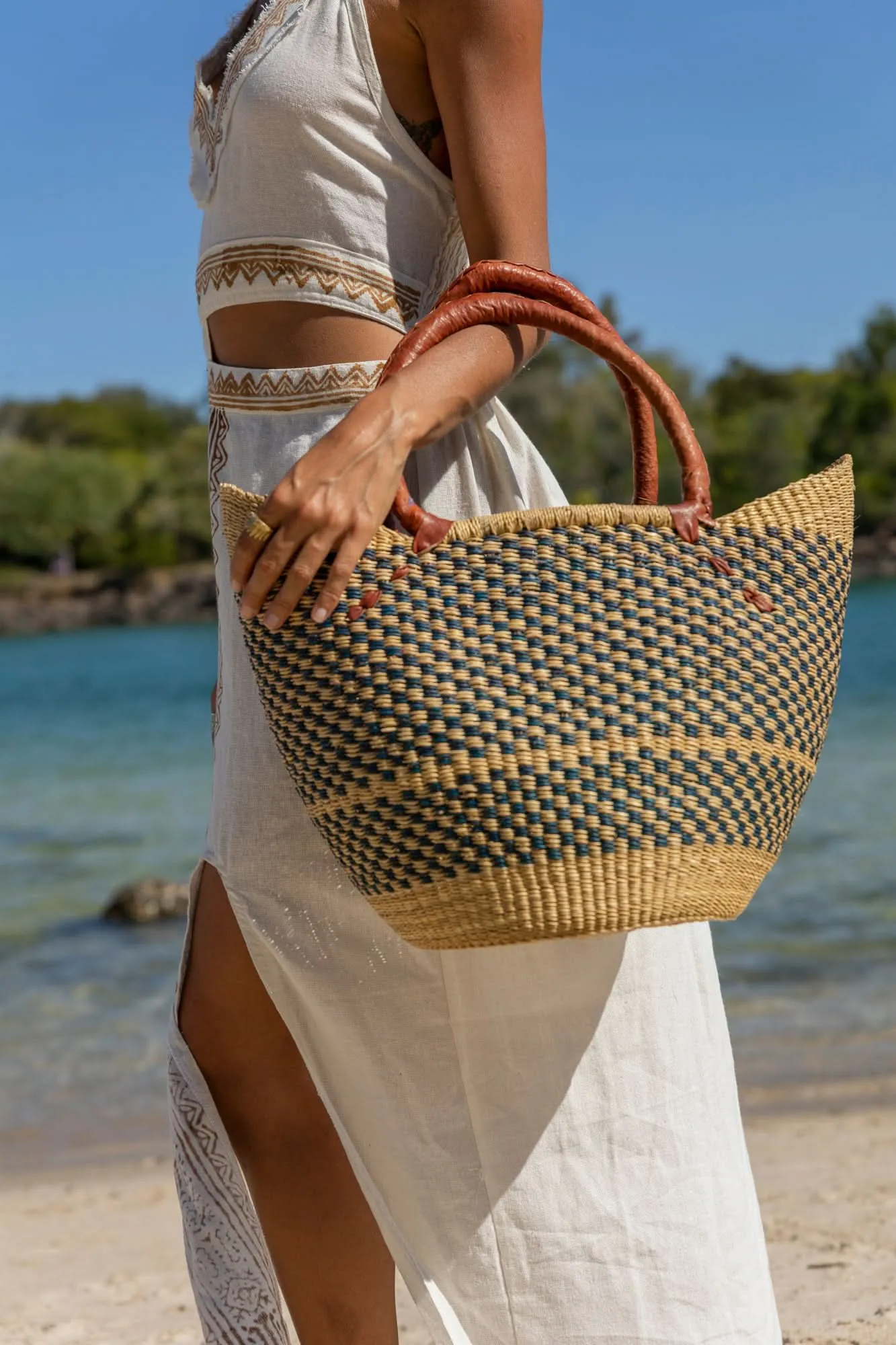 African Market Basket in Blue