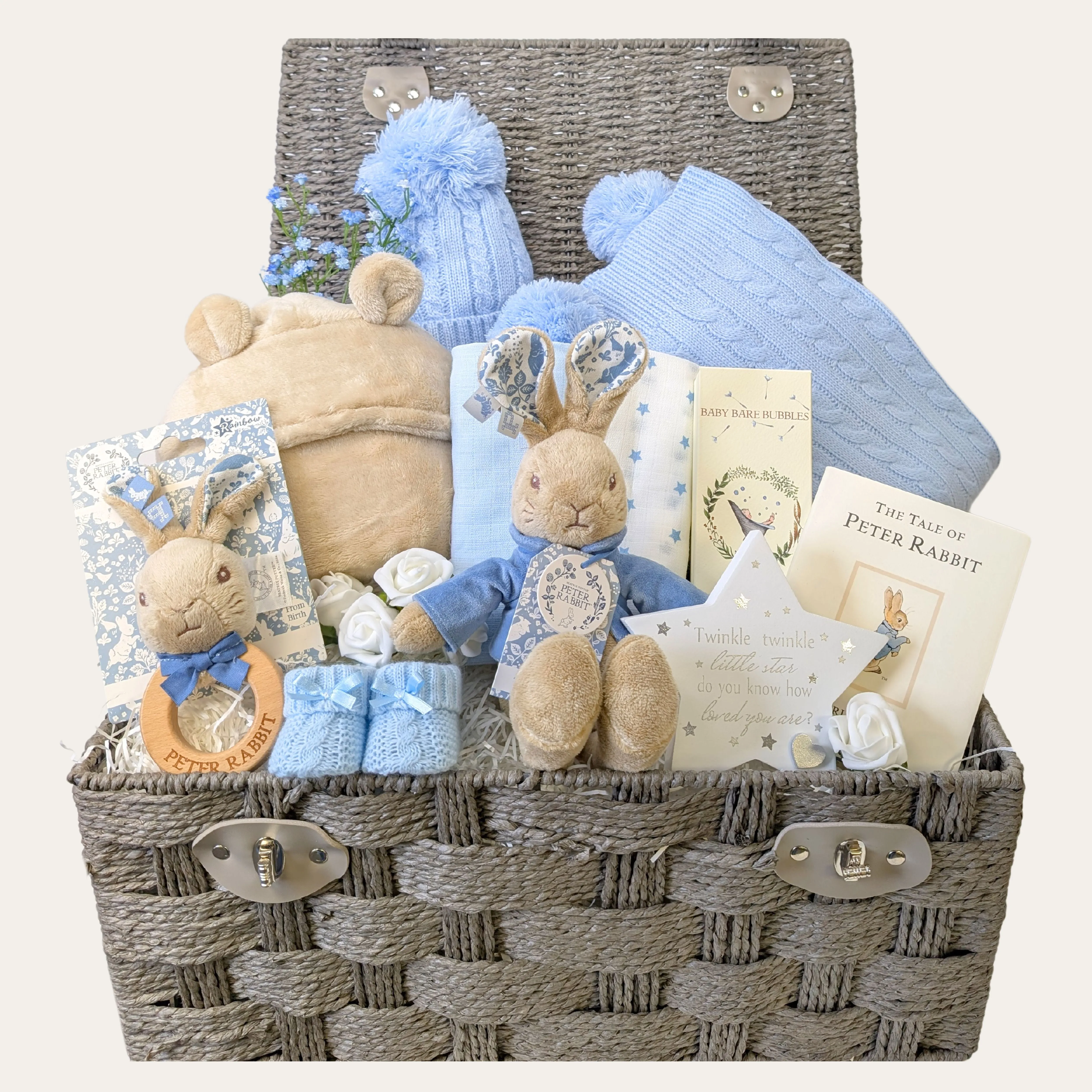 Baby Boy Gift Basket Beatrix Potter Bunnies & Bath Time