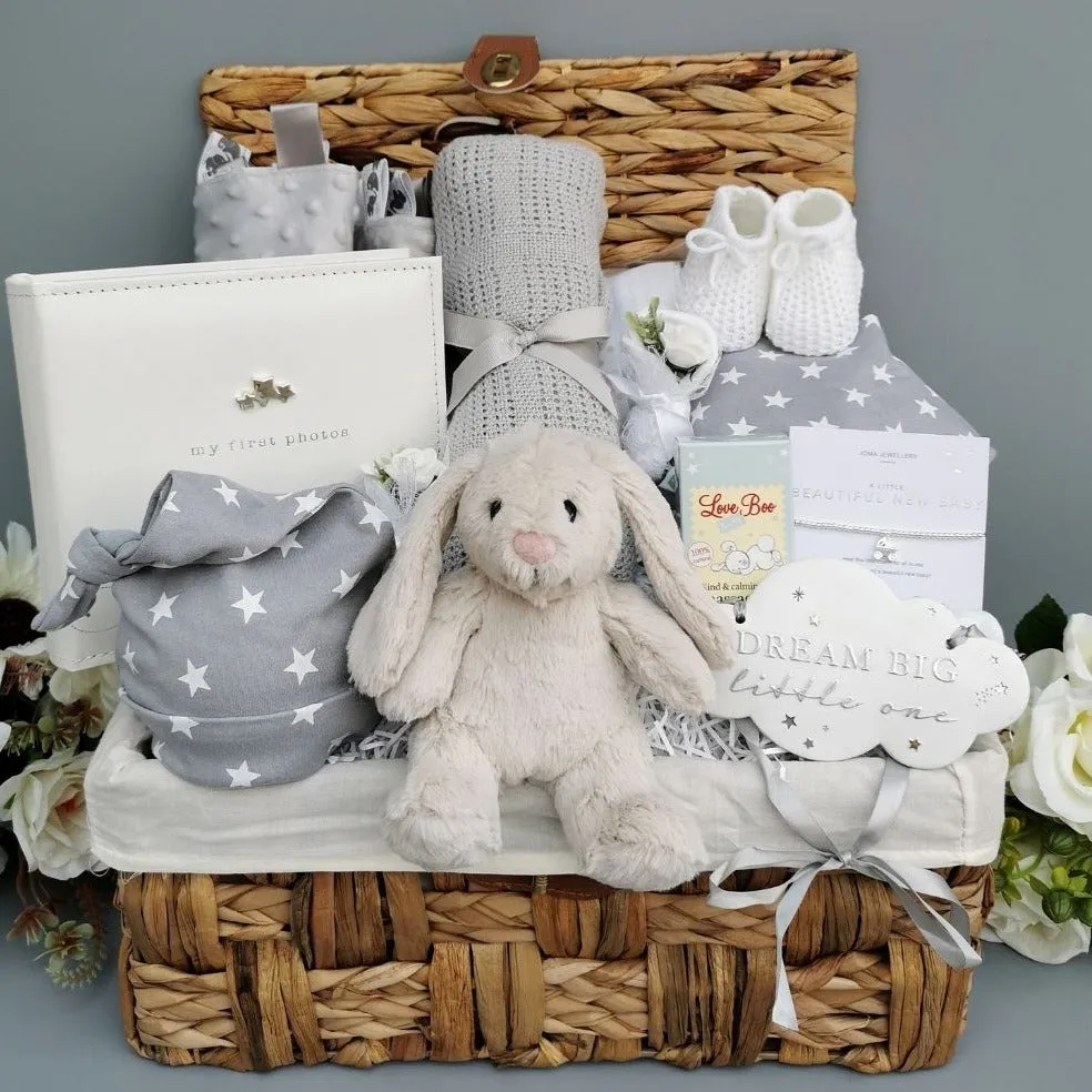 Baby Gift Hamper Basket - Bunny & Stars