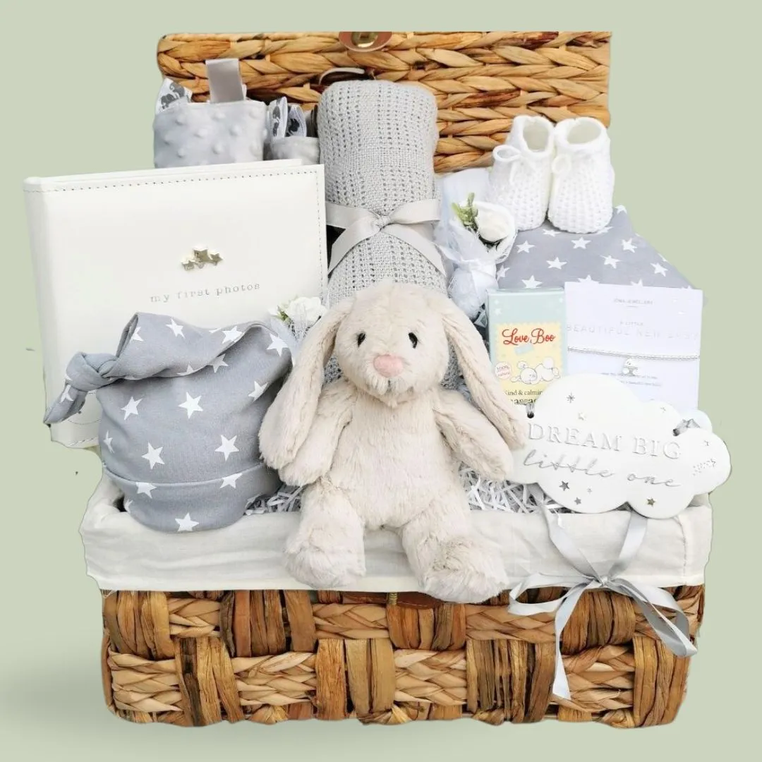 Baby Gift Hamper Basket - Bunny & Stars