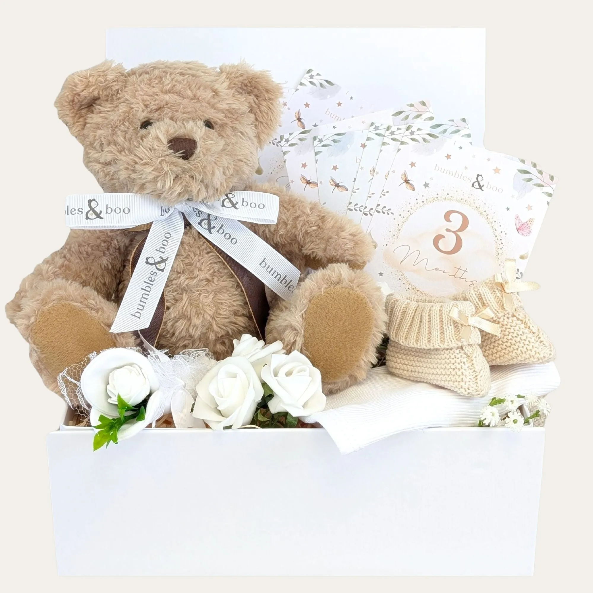 Baby Gifts Box Hamper Teddy Bear Hugs & Milestone Moments