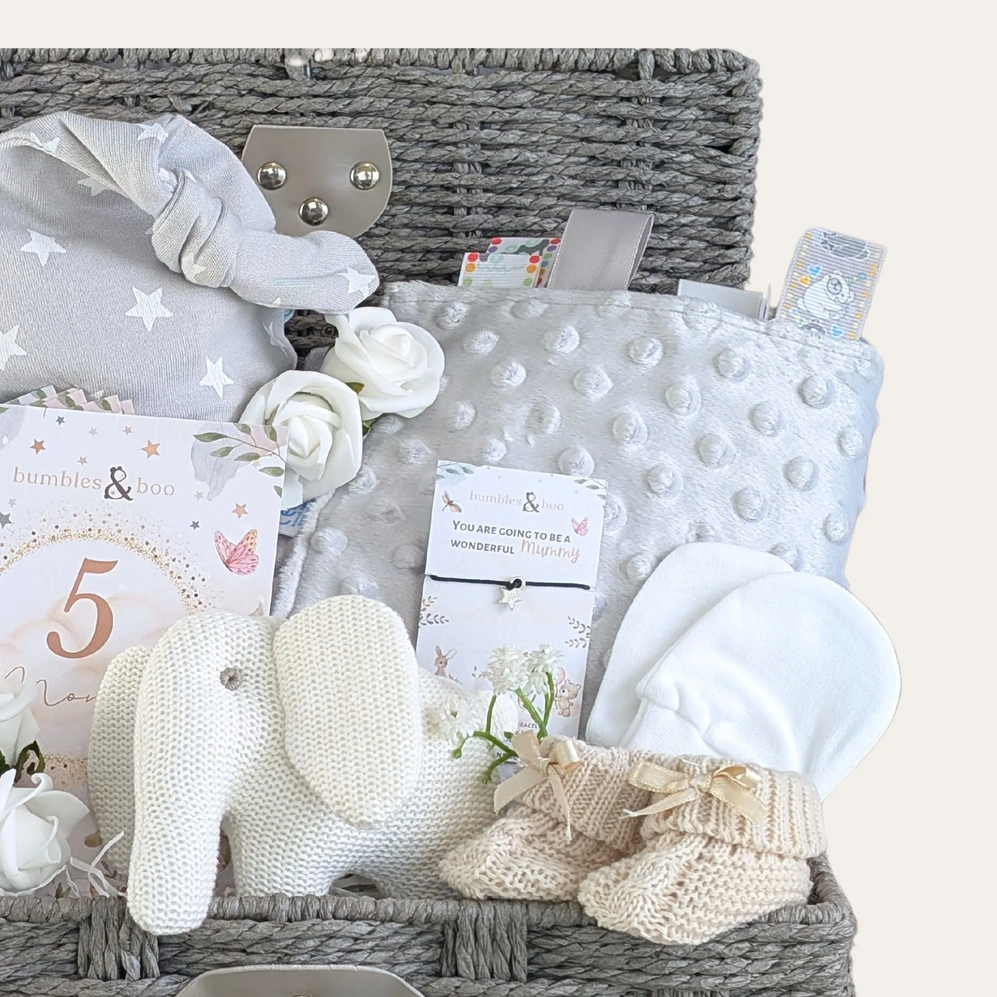 Baby Shower Gifts Hamper Basket Elephant Wishes