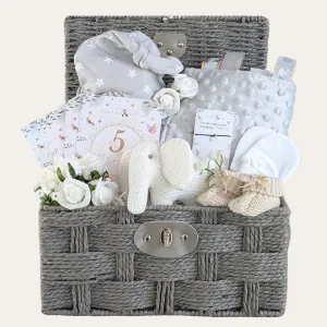 Baby Shower Gifts Hamper Basket Elephant Wishes