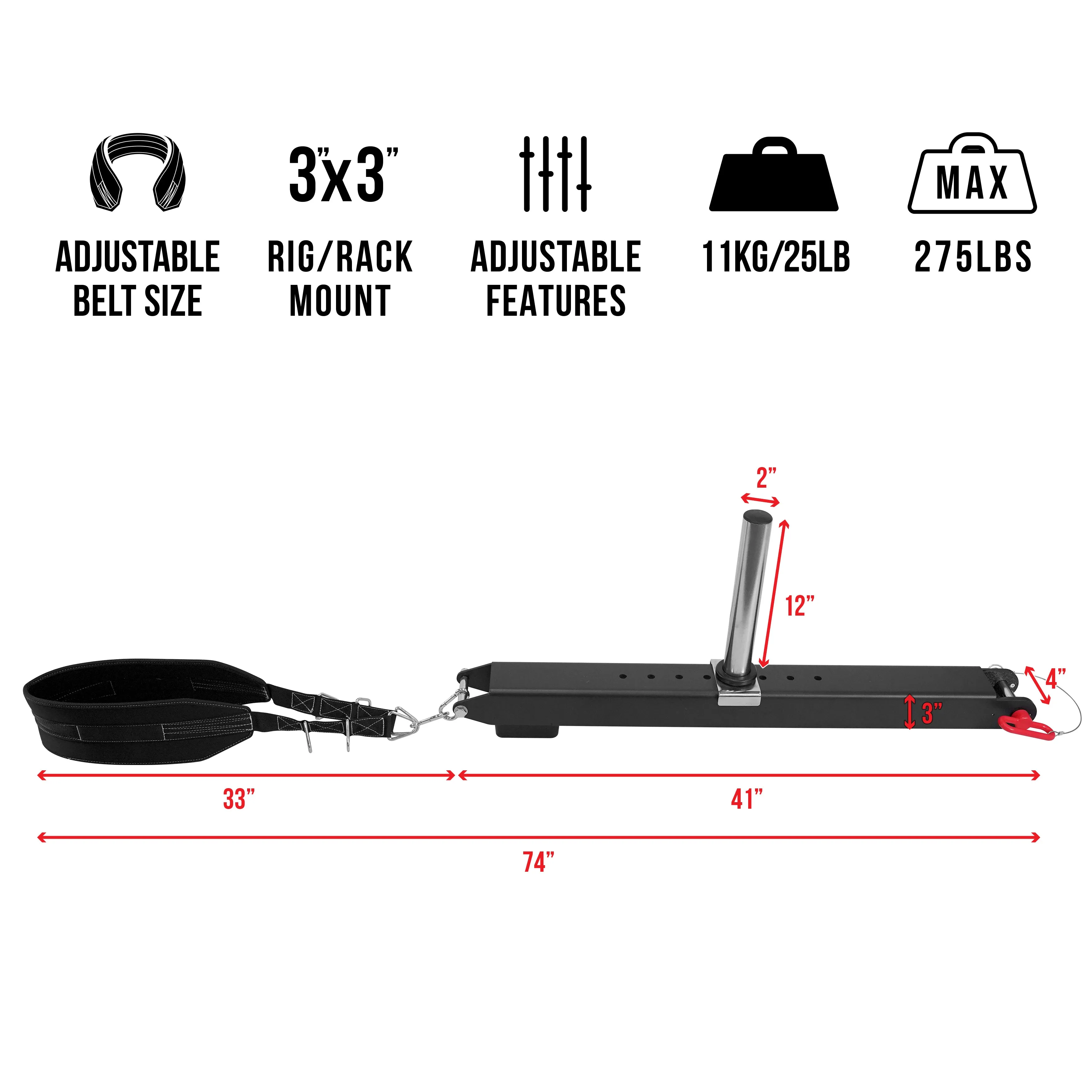 Belt Squat Attachment for 3x3 Rigs (belt included)