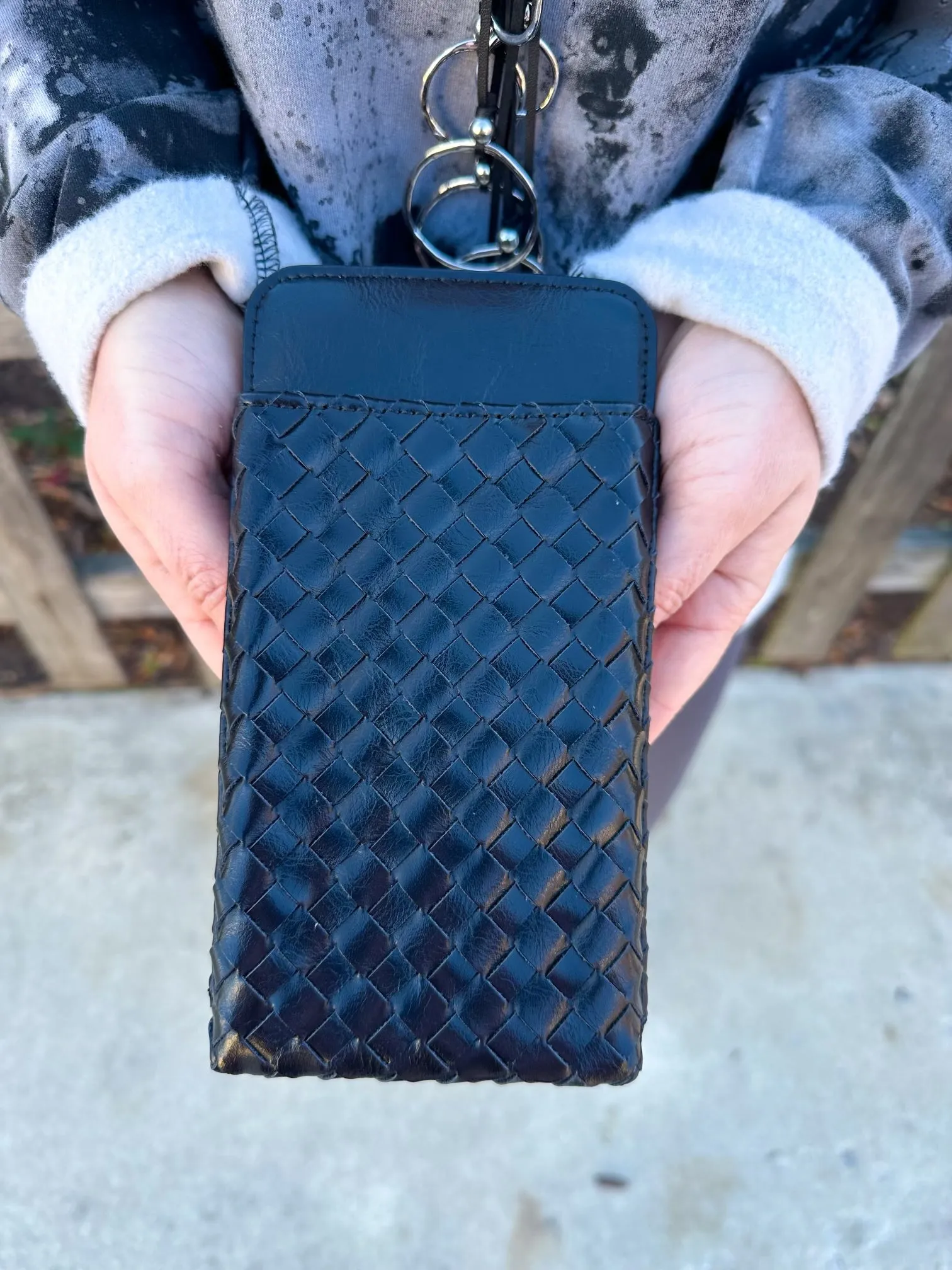 Black Woven Double Duty Phone Bag