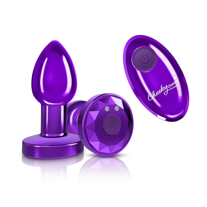 Cheeky Charms Vibrating Metal Butt Plug with Remote Control