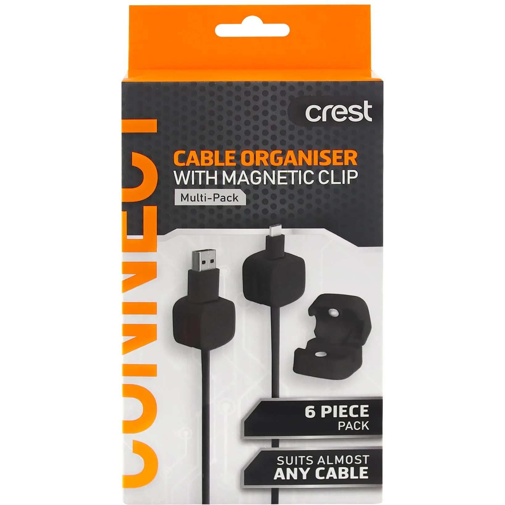 Crest Magnetic Cable Holders 6 Pack (Black)