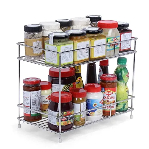 Cri8Hub Multifunctional Heavy Storage Rack Kitchen Rack Under Cabinet Storage Shelf Basket Wire Rack Organizer Storage, Tiered Shelf