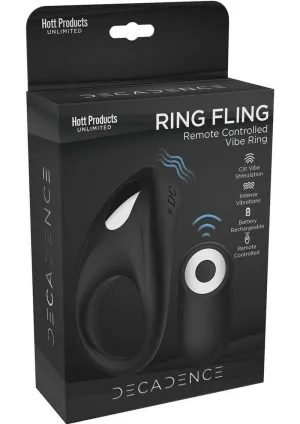 Decadence Ring Fling Silicone Vibrating Cock Ring with Remote Control