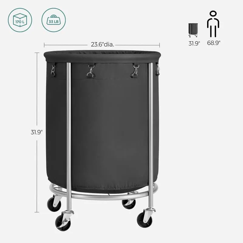 Durable Large-Capacity Laundry Cart with Wheels Steel Frame 23.6” x 31.9” by SONGMICS