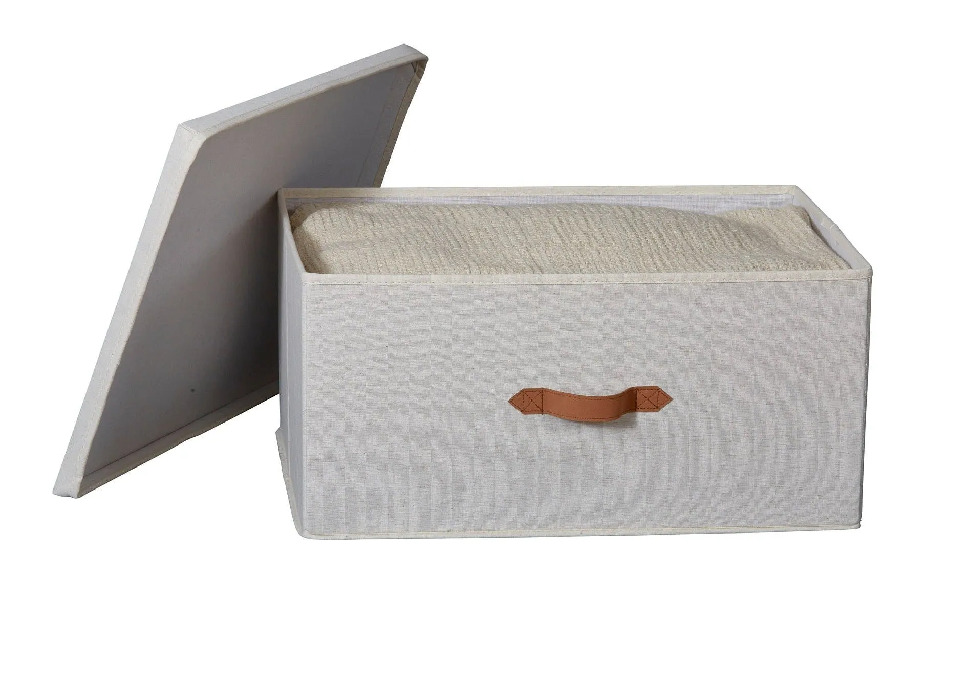 Fabric Storage Box With Lid - Cream