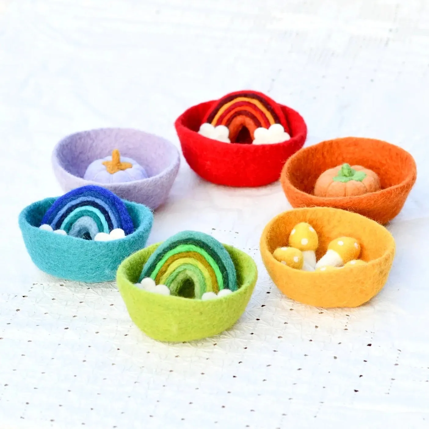 Felt Colourful Sorting Bowls - Set Of 6