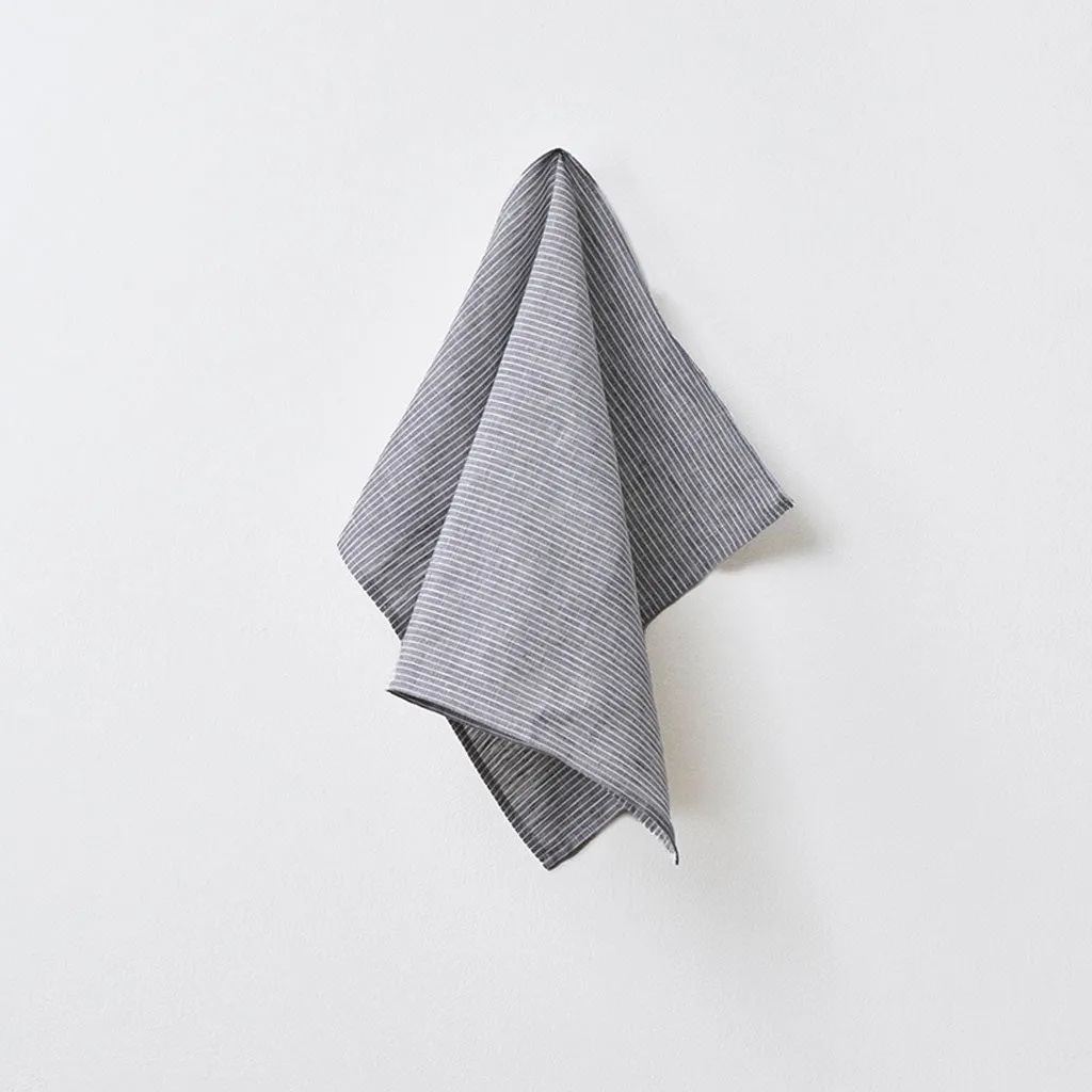 Fog Linen Kitchen Cloth: Grey White Stripe