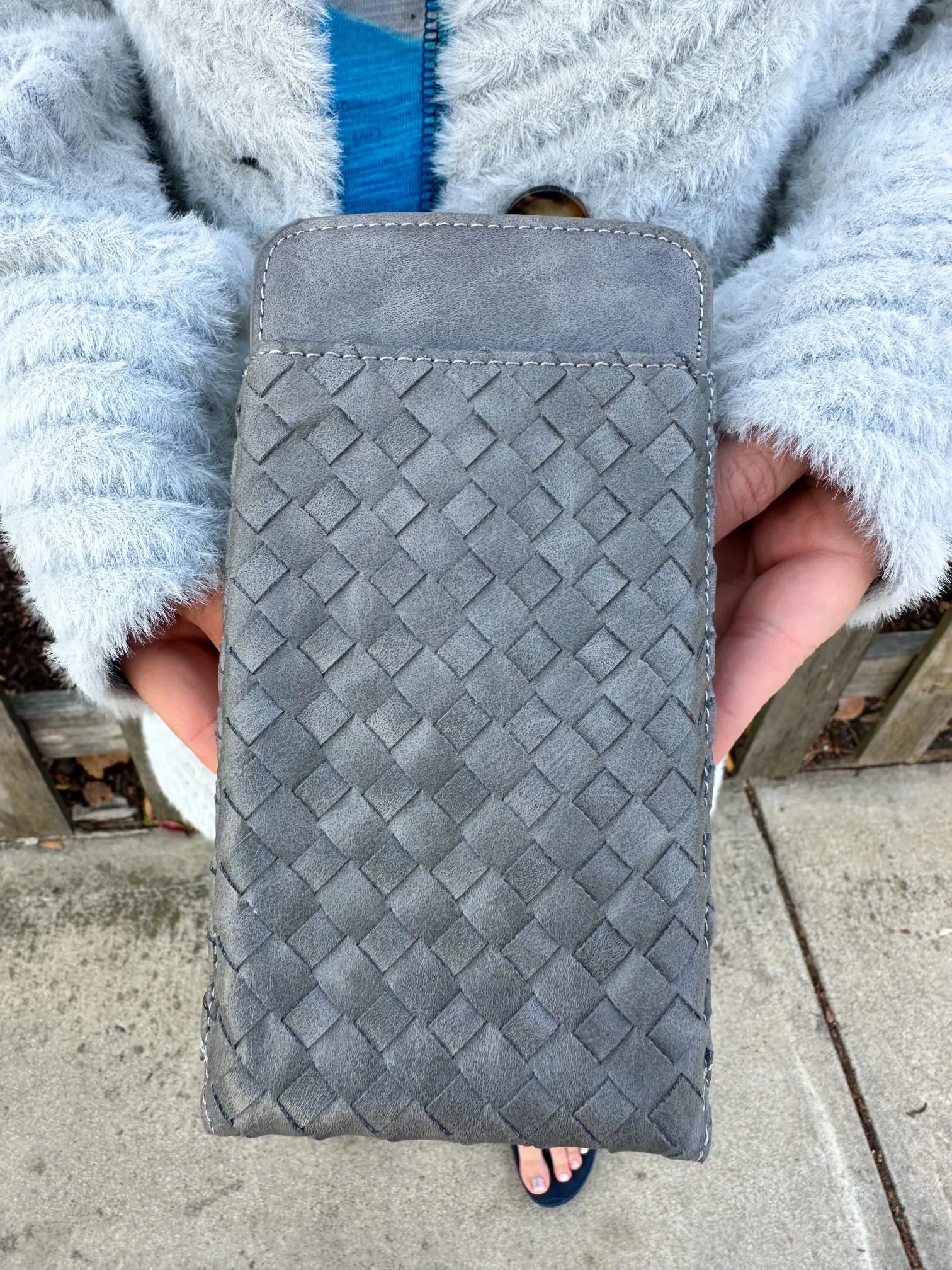 Grey Woven Double Duty Phone Bag