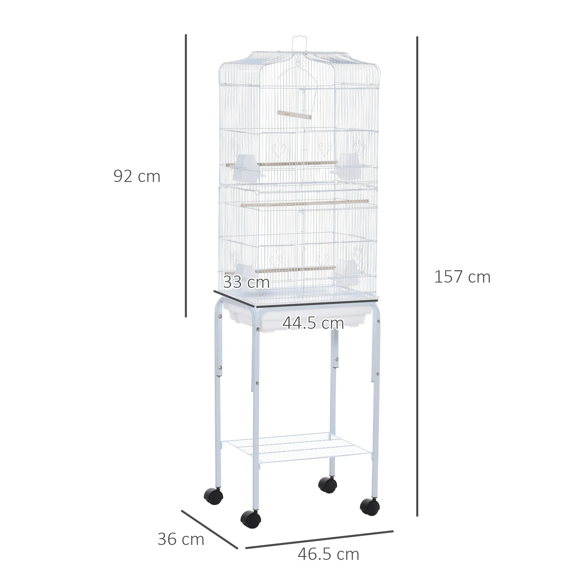 Grille 153cm Bird Cage Wheeled White by Pawhut