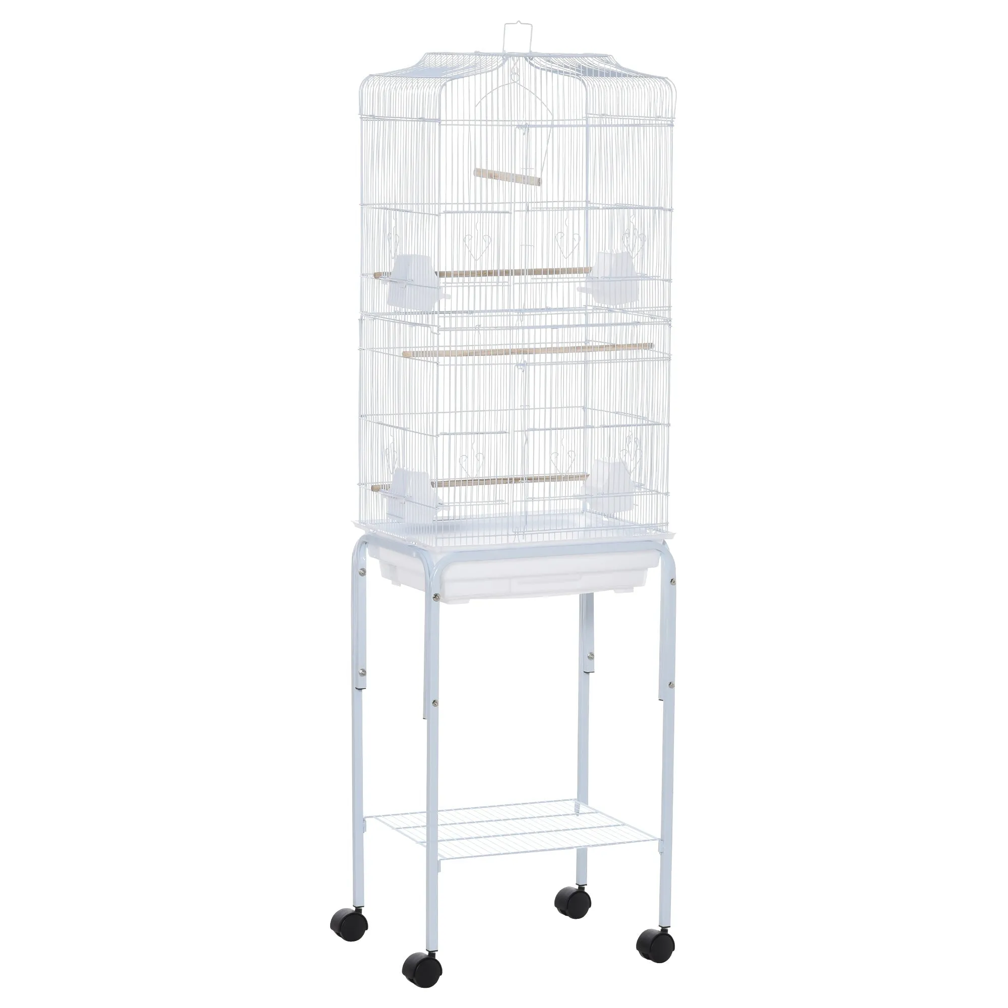 Grille 153cm Bird Cage Wheeled White by Pawhut