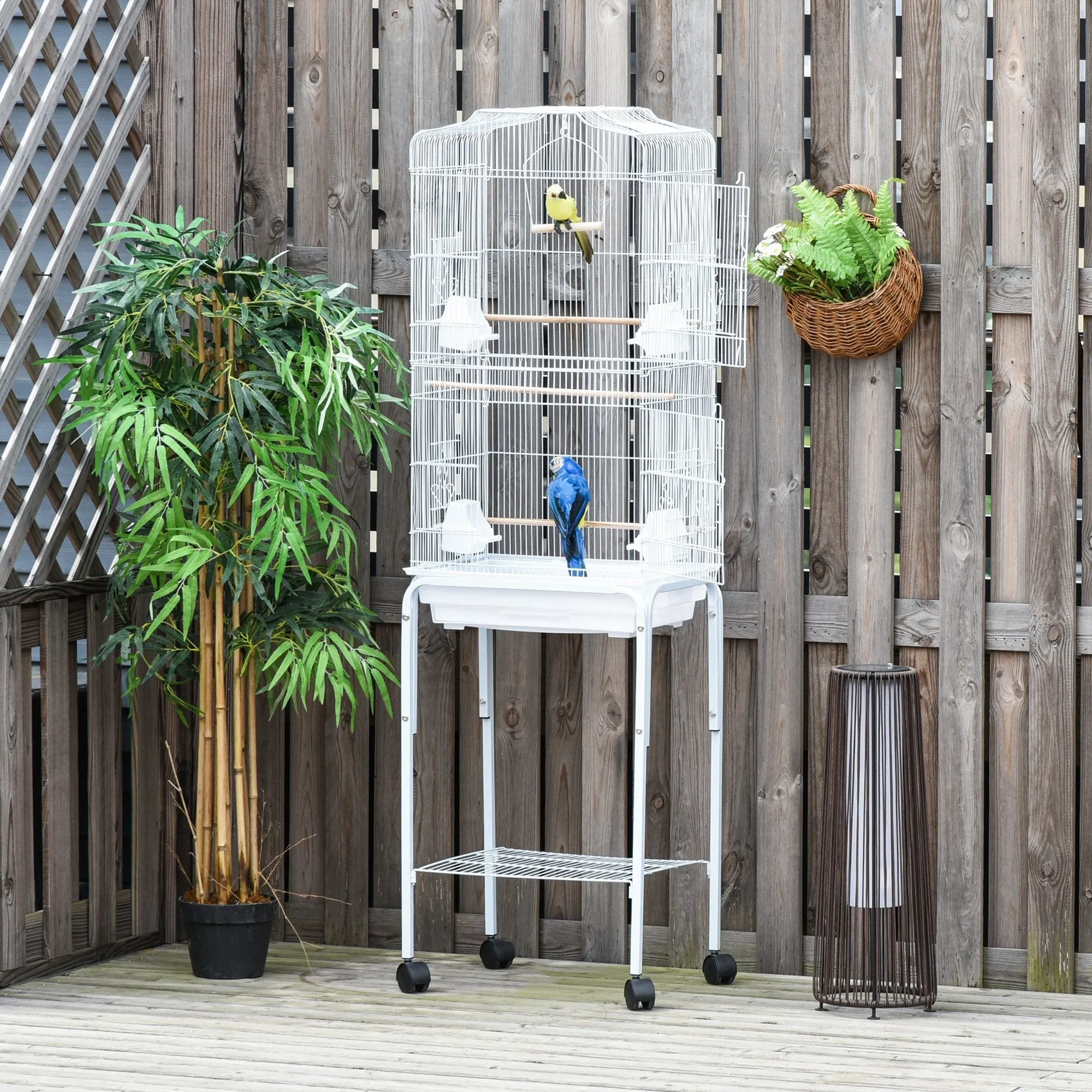 Grille 153cm Bird Cage Wheeled White by Pawhut