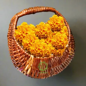 Hamper Decorative Flower Moon handle Basket Fruit & Flower Wicker Baskets (10")