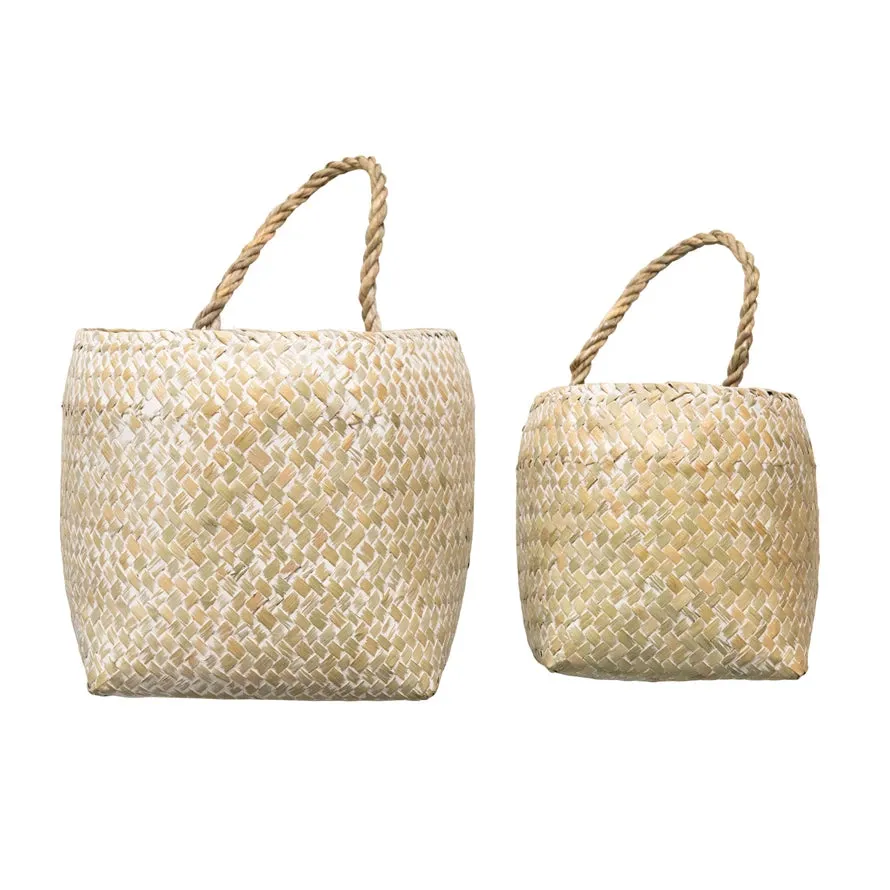 Hand-Woven Wall Baskets with Handles - (small or large)