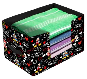 Heart Home Disney Mickey Mouse Printed Multiuses Non-Woven Closet Organizer, Storage Bin, Shelf Storage Oragnizer With Handle (Black)-HS43HEARTH26375