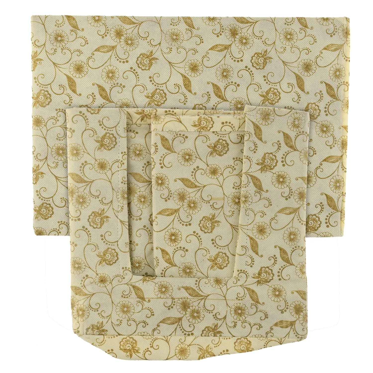 Heart Home Metallic Flower Printed Non-Woven Foldable Shirt Stacker Closet Organizer With Handles- Pack of 6 (Cream)-HS43HEARTH26454