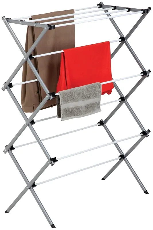 Honey-Can-Do DRY-01306 Collapsible Cloth Drying Rack, Steel, Silver, 15 in W, 42 in H, 30 in L :EA: QUANTITY: 1