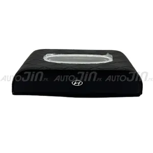 Hyundai Logo 7D PU Leather Tissue Box - Black