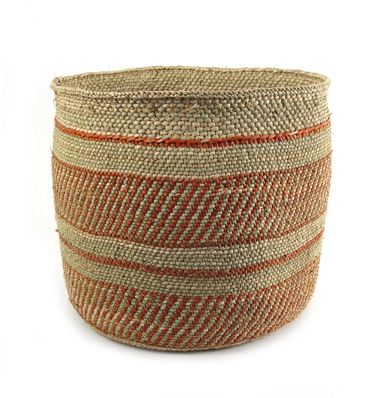 Iringa Baskets - Auburn Stripe  | Woven Milulu Grass - Africa