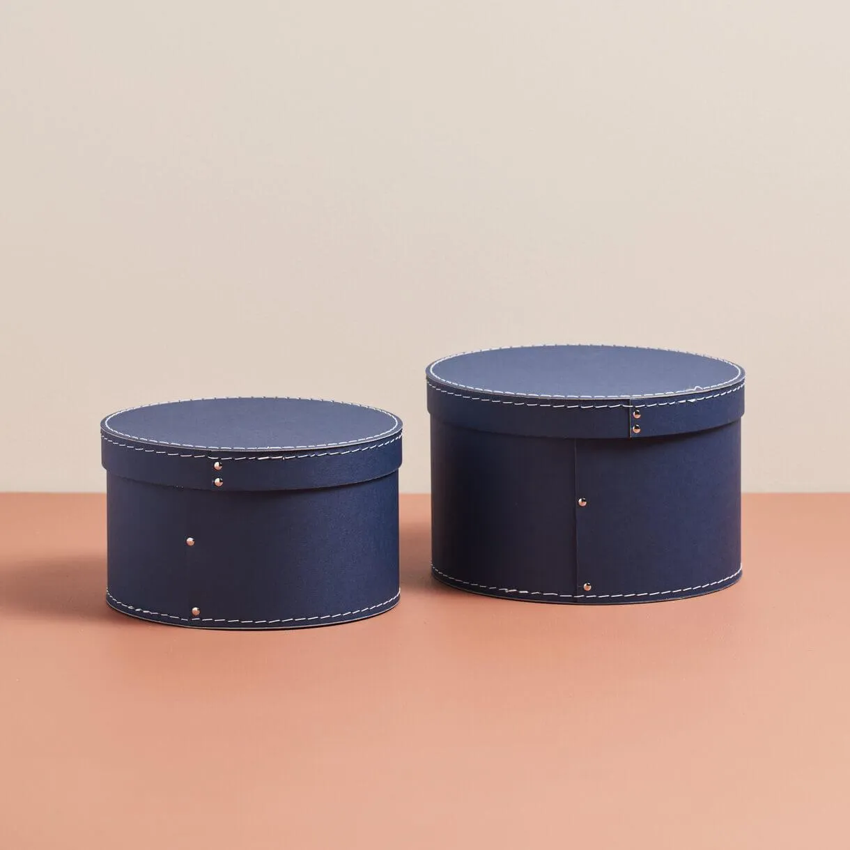 Kids Concept Round Storage Box in Blue (set of two)