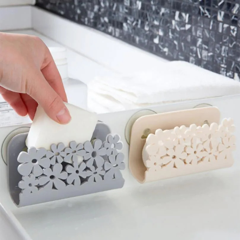 Kitchen Bathroom Drying Rack Toilet Sink Suction Sponges Holder Rack Suction Cup Dish Cloths Holder Scrubbers Soap Storage