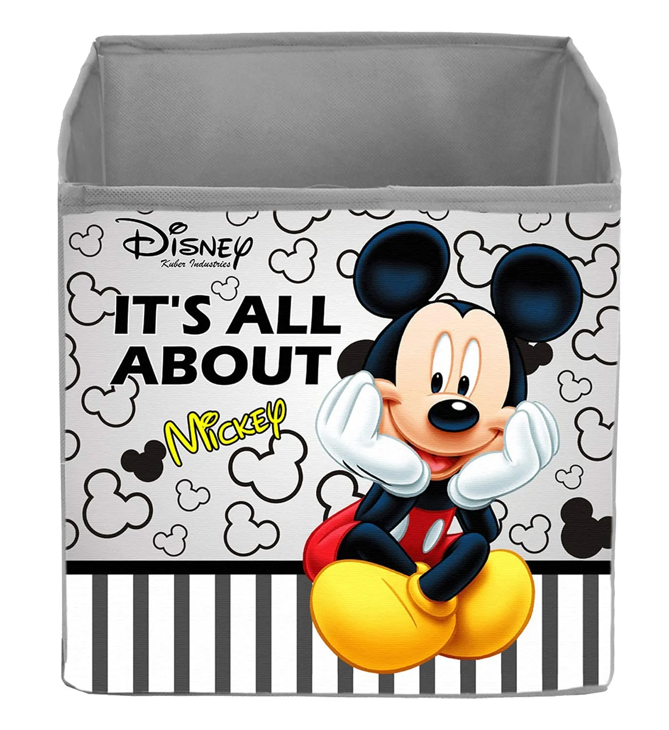 Kuber Industries Disney Mickey Printed Multipurposes Storage Box/Organizer With Handles- Pack of 2 (Grey) -HS43KUBMART26273