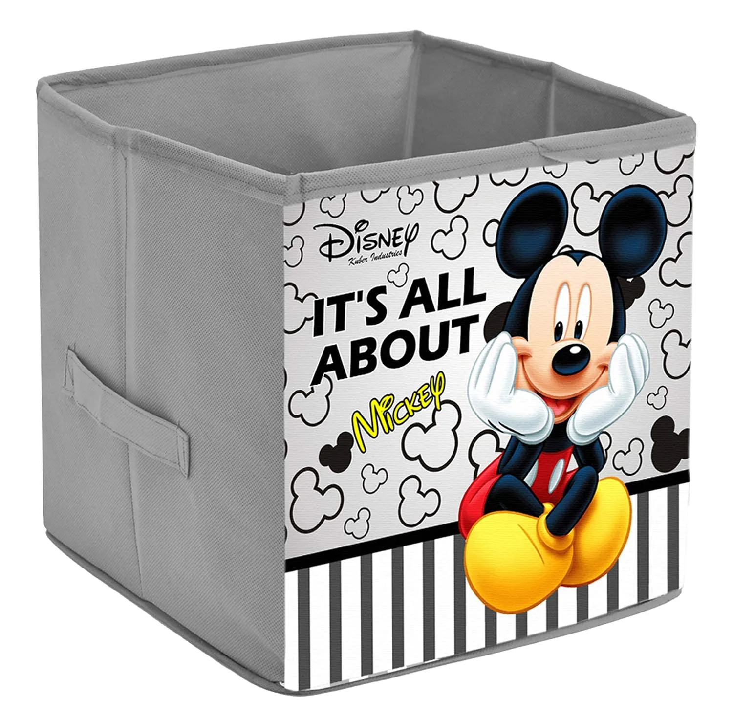 Kuber Industries Disney Mickey Printed Multipurposes Storage Box/Organizer With Handles- Pack of 2 (Grey) -HS43KUBMART26273