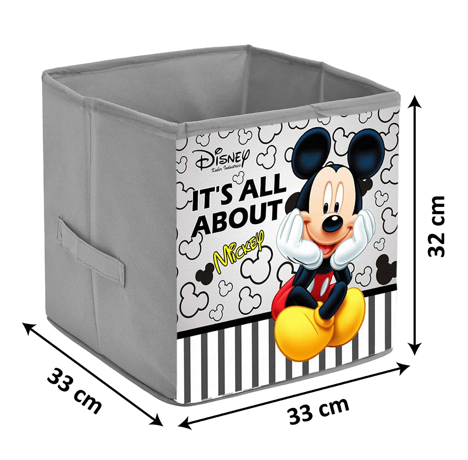 Kuber Industries Disney Mickey Printed Multipurposes Storage Box/Organizer With Handles- Pack of 2 (Grey) -HS43KUBMART26273