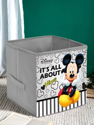 Kuber Industries Disney Mickey Printed Multipurposes Storage Box/Organizer With Handles- Pack of 2 (Grey) -HS43KUBMART26273