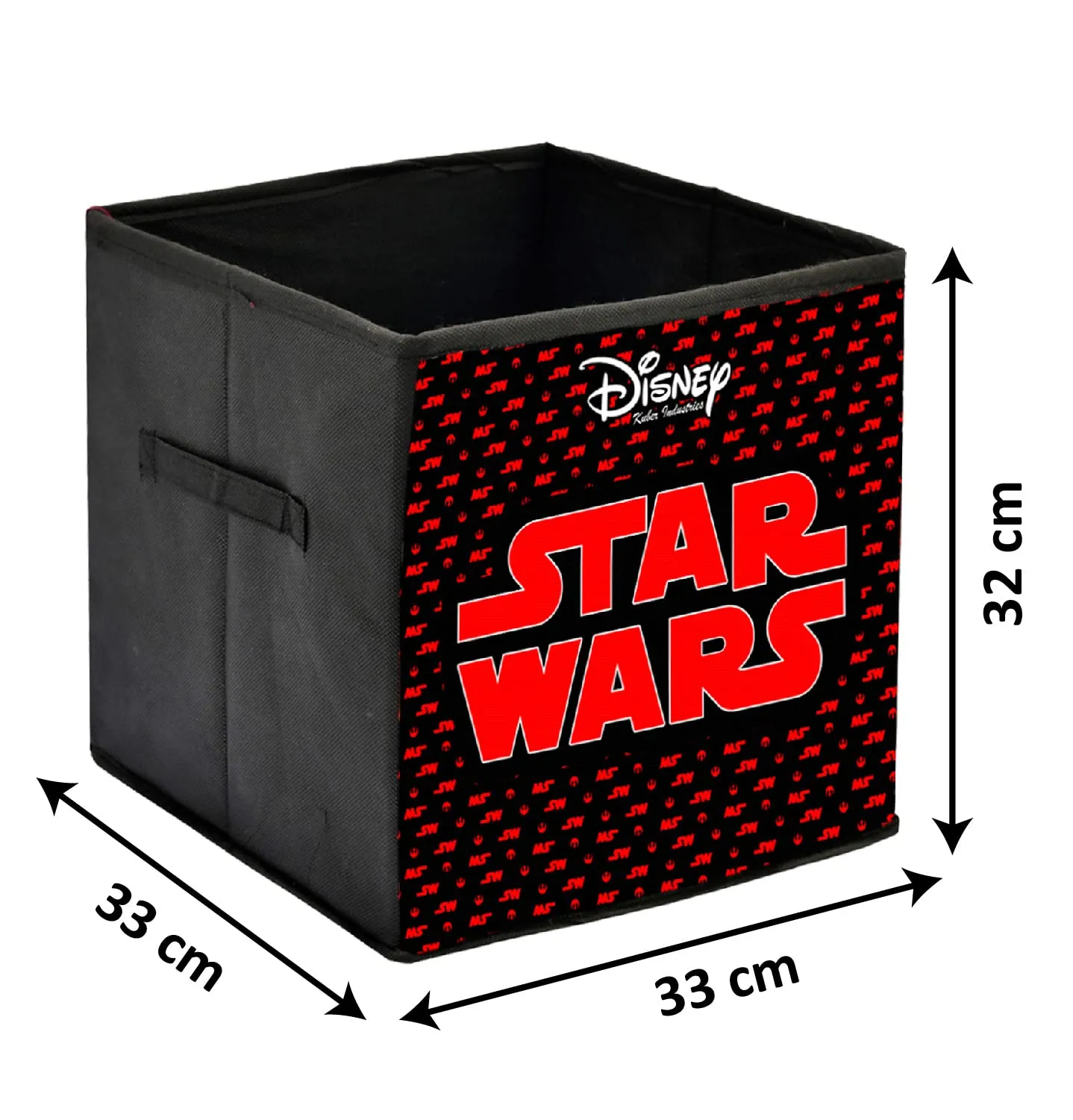 Kuber Industries Disney Star War Printed Non-Woven Foldable Storage Bin/Cube/Organizer For Toys, Clothes And Books With Handles- Pack of 2 (Black) -HS43KUBMART26292