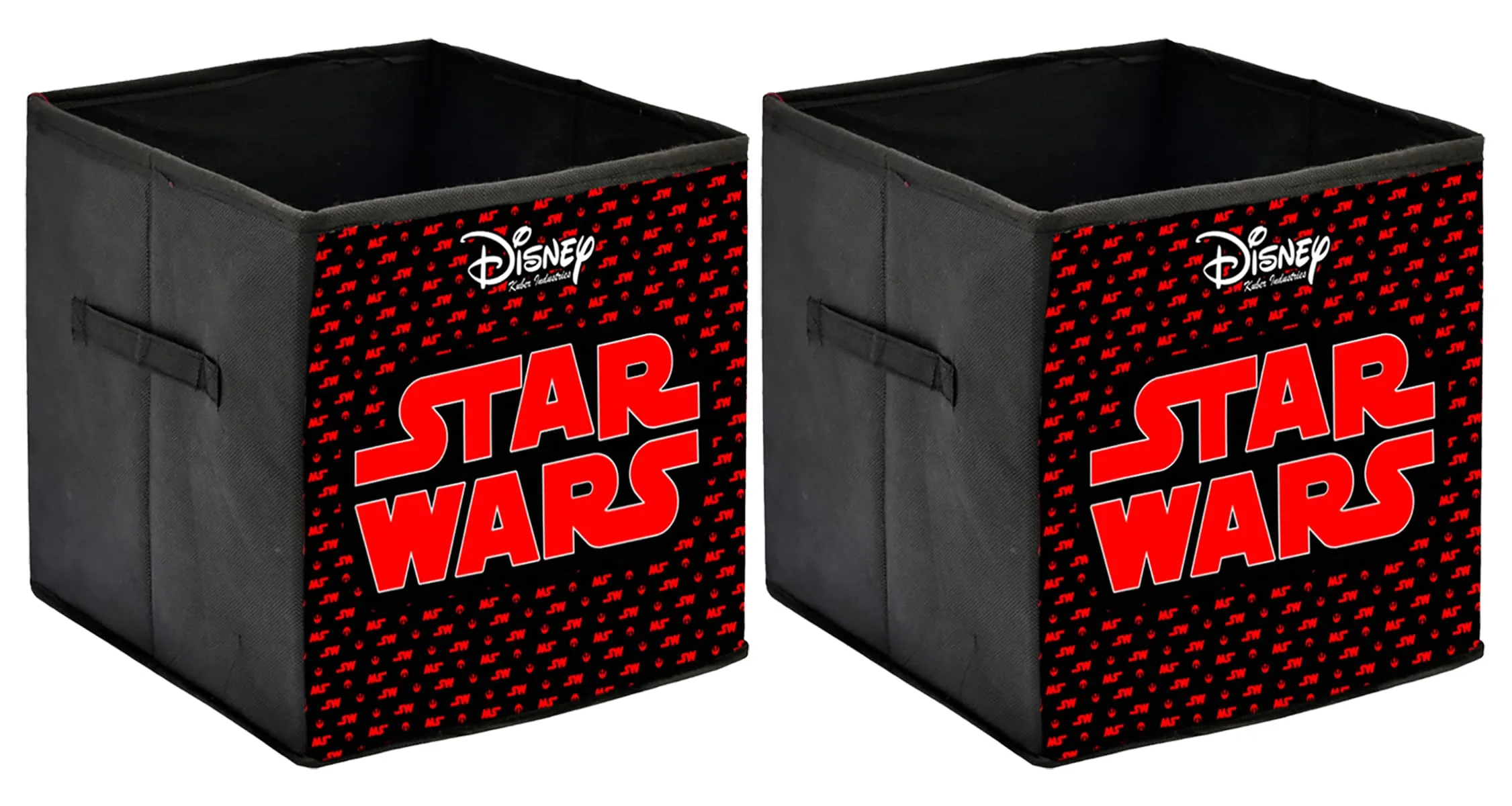 Kuber Industries Disney Star War Printed Non-Woven Foldable Storage Bin/Cube/Organizer For Toys, Clothes And Books With Handles- Pack of 2 (Black) -HS43KUBMART26292