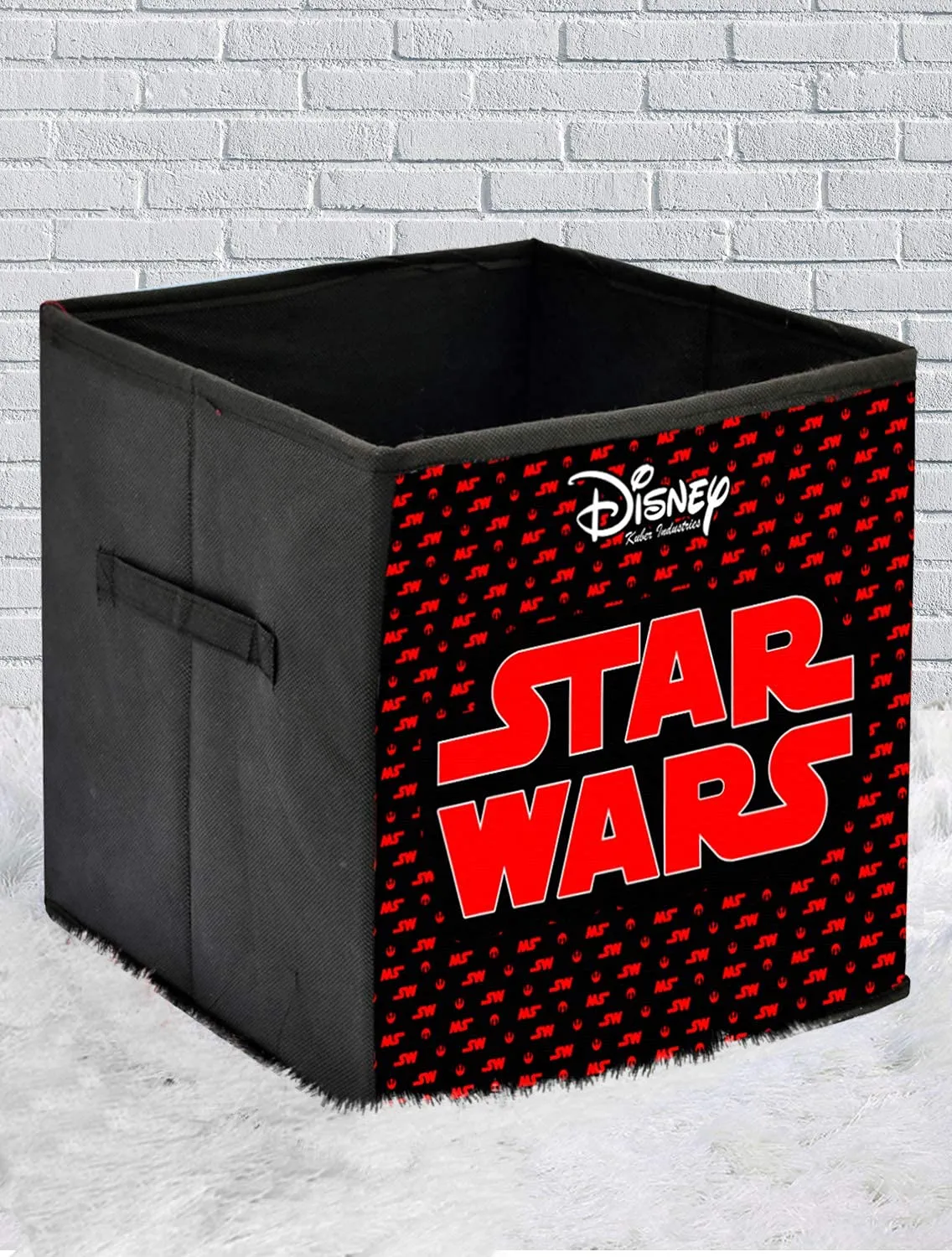 Kuber Industries Disney Star War Printed Non-Woven Foldable Storage Bin/Cube/Organizer For Toys, Clothes And Books With Handles- Pack of 2 (Black) -HS43KUBMART26292