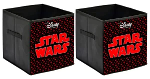 Kuber Industries Disney Star War Printed Non-Woven Foldable Storage Bin/Cube/Organizer For Toys, Clothes And Books With Handles- Pack of 2 (Black) -HS43KUBMART26292