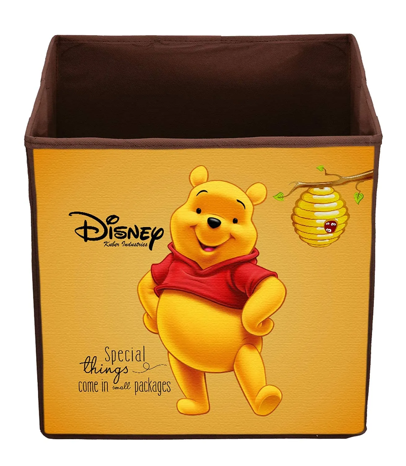 Kuber Industries Disney Winnie-The-Pooh Printed Multipurposes Storage Box/Organizer With Handles- Pack of 4 (Brown) -HS43KUBMART26287