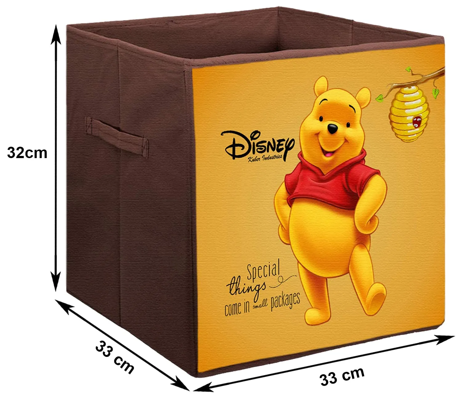 Kuber Industries Disney Winnie-The-Pooh Printed Multipurposes Storage Box/Organizer With Handles- Pack of 4 (Brown) -HS43KUBMART26287