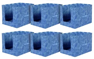 Kuber Industries Lehariya Printed Multiuses Non-Woven Closet Organizer With Handles- Pack of 6 (Blue) -HS43KUBMART26495