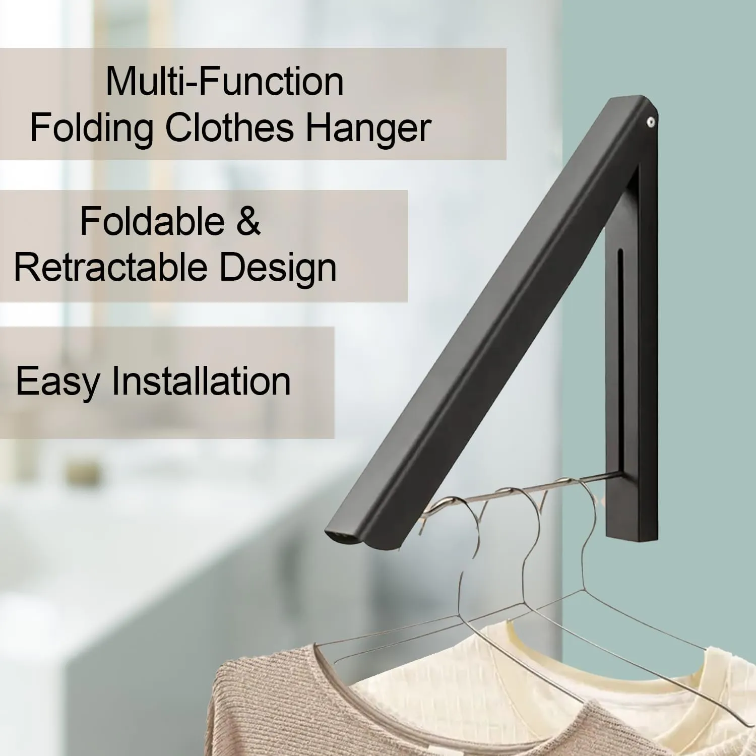 Kuber Industries Pack of 6 Cloth Drying Rack | Wall Mounted Drying Rack | Drying Rack for Toilets | Rack for Bathrooms | Clothes Rack for Bedrooms | Drilling Installation Rack | EN002 | Black