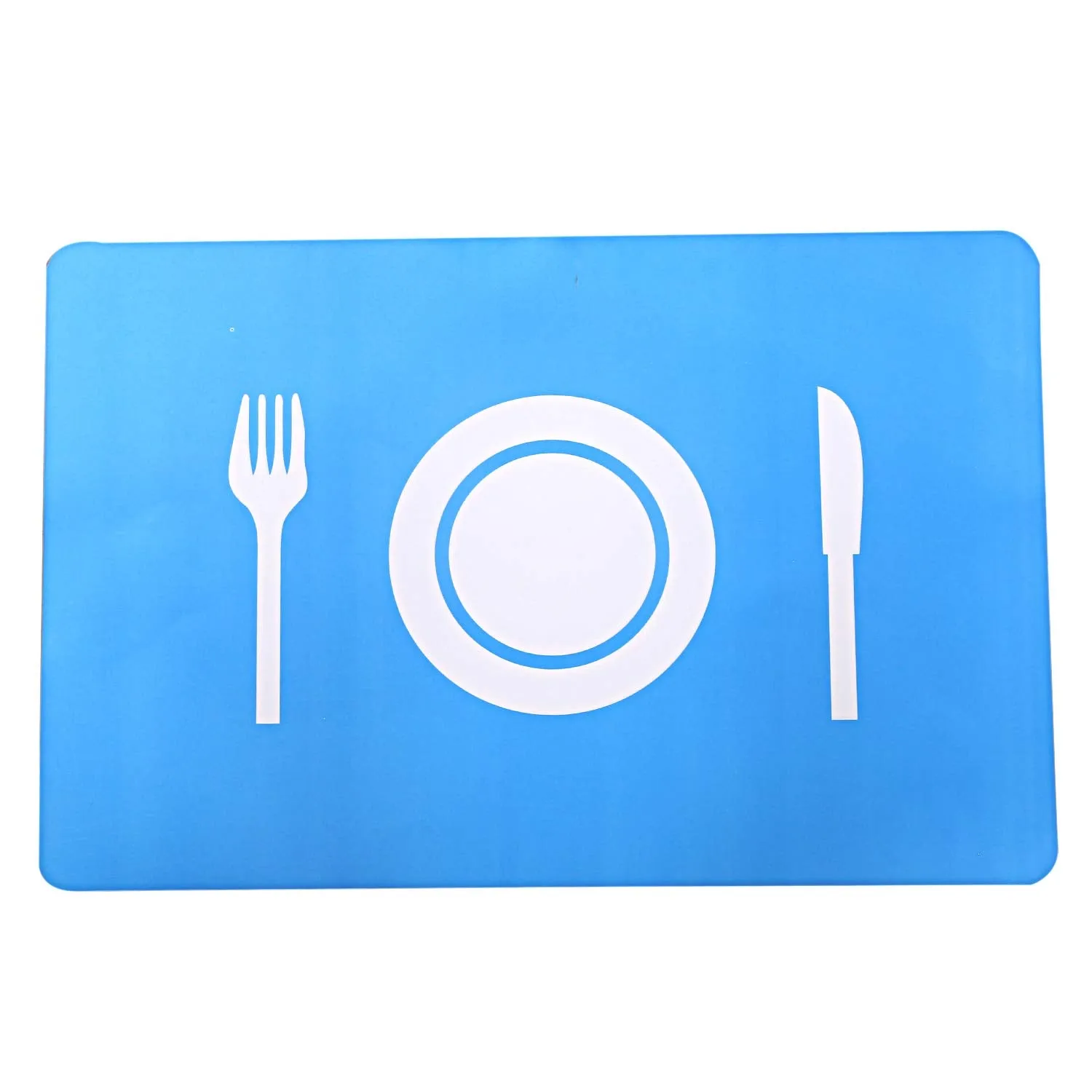 Kuber Industries Plate Design PVC 6 Pieces Dining Table Placemat Set (Sky Blue)-CTKTC029877