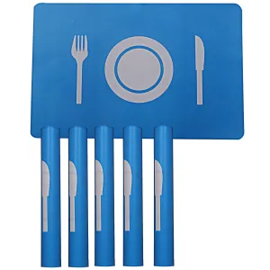 Kuber Industries Plate Design PVC 6 Pieces Dining Table Placemat Set (Sky Blue)-CTKTC029877