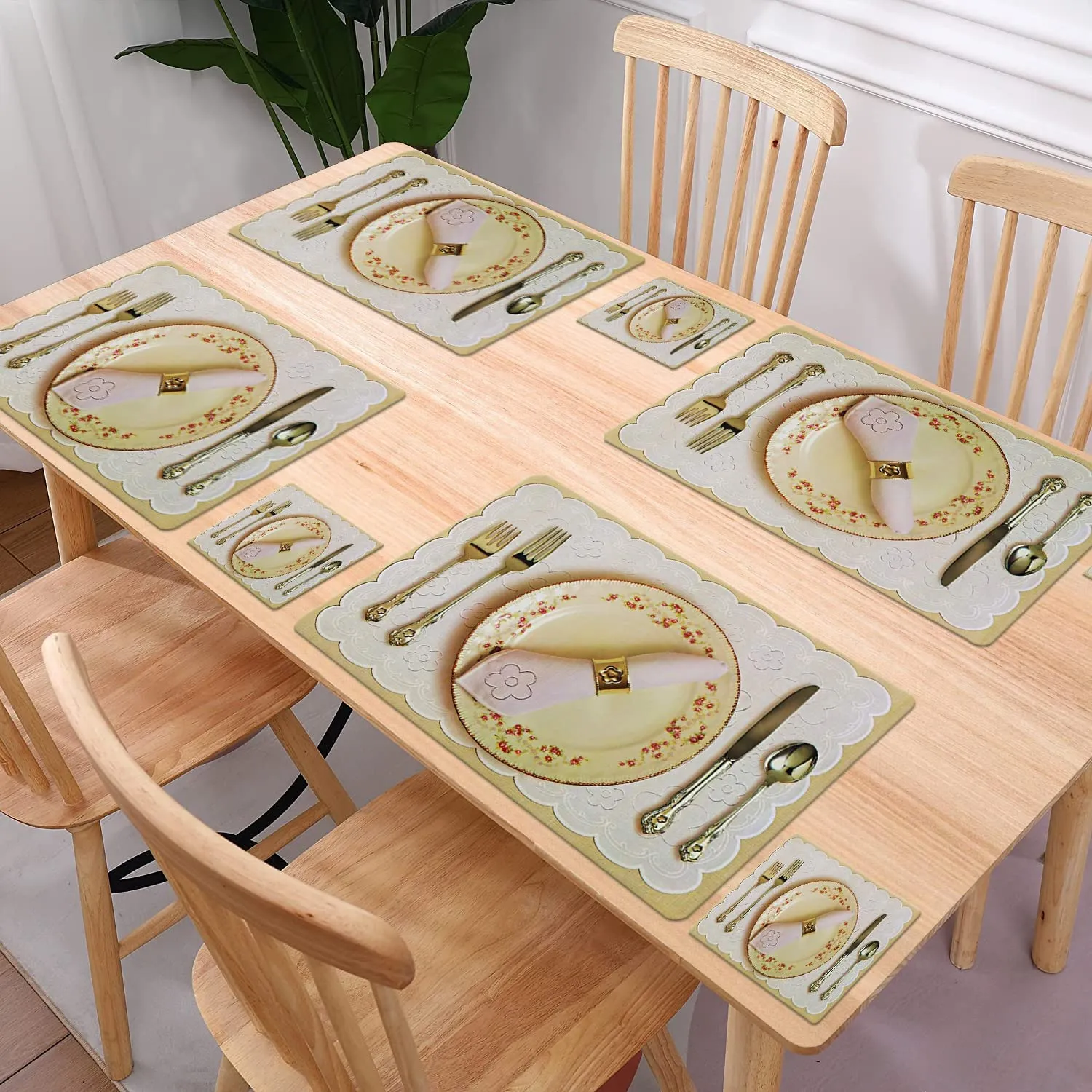 Kuber Industries PVC 6 Pieces Dining Table Placemats with 6 Pieces Tea Coaster (Multi) -CTKTC7036