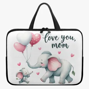 Laptop Sleeve with handles - Elephant, Love you Mom