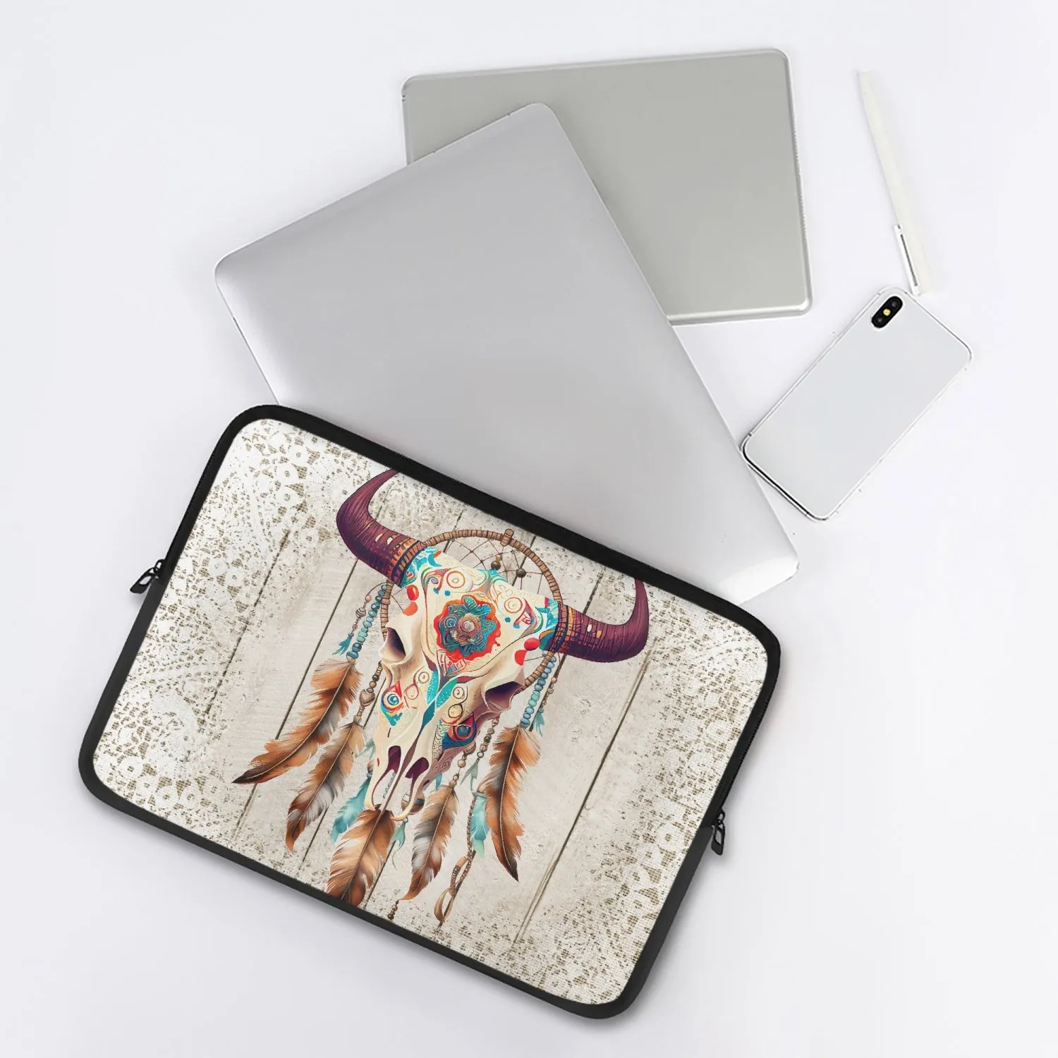 Laptop Sleeve - without handles - Boho Western Skull